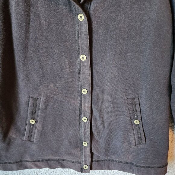 Tommy Bahama Women's 3/4 Sleeve Collared Snap Button Front Sweatshirt Black Sz M - Picture 3 of 13